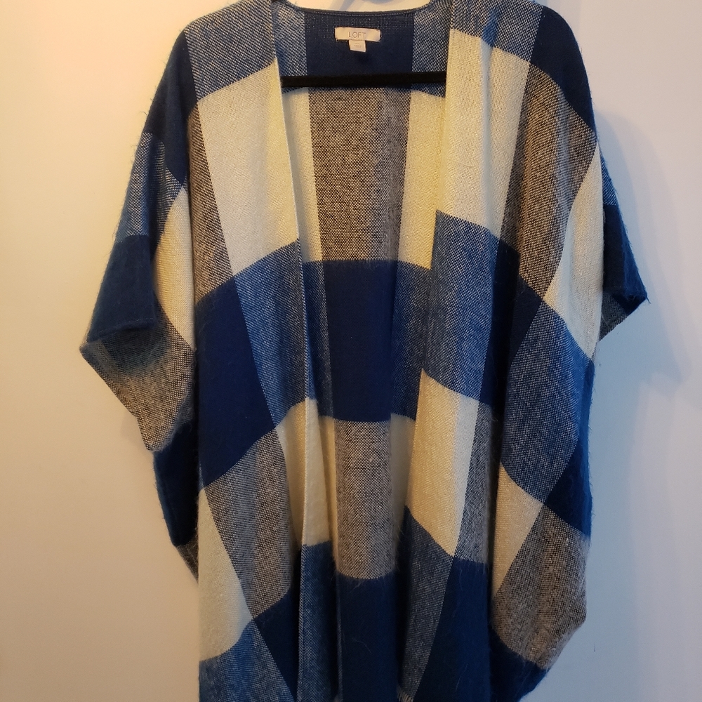 LOFT Sweater Buffalo Plaid White Size M/L